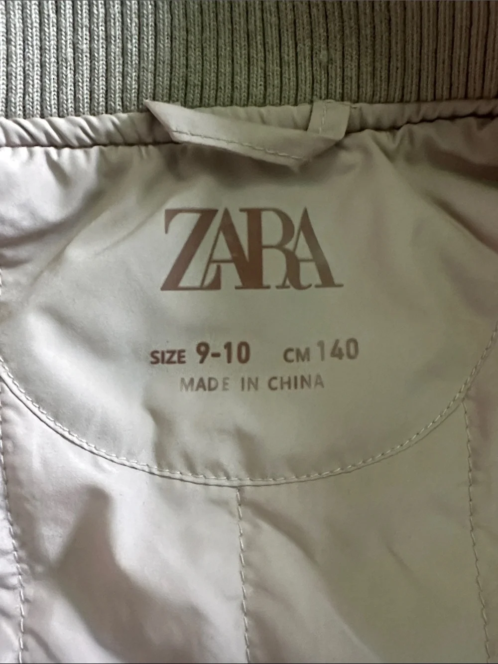 Zara Girls Varsity Bomber Jacket Beige & Cream Size 9-10